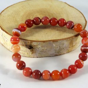 Bracelet agate rouge rubanée Minéraux et Cristaux