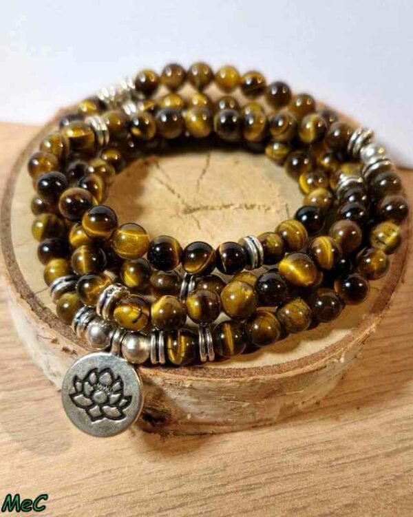 Bracelet sautoir lotus oeil de tigre Minéraux et Cristaux