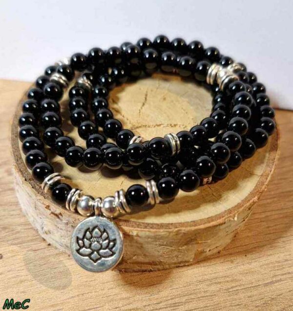 Bracelet sautoir lotus onyx Minéraux et Cristaux