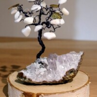 Minéraux et Cristaux Arbre agate blanche sur cristal de roche Minéraux et Cristaux